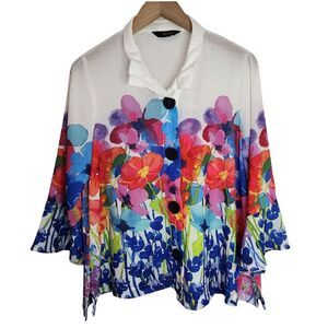 Ali Miles Shirt Top Women's‎ Medium Floral Button Up